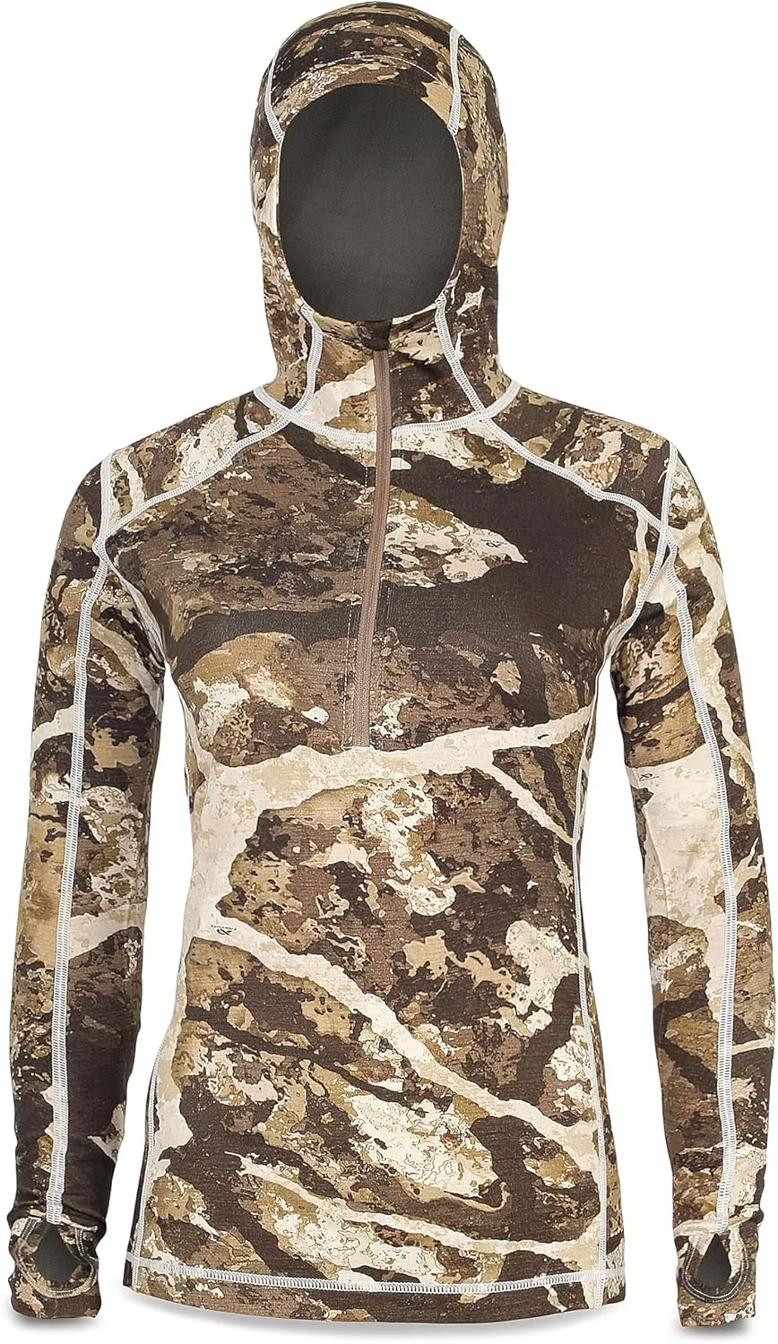 First Lite Women's Kiln Hoody - Merino Wool Midweight Camo Hunting Base Layer
