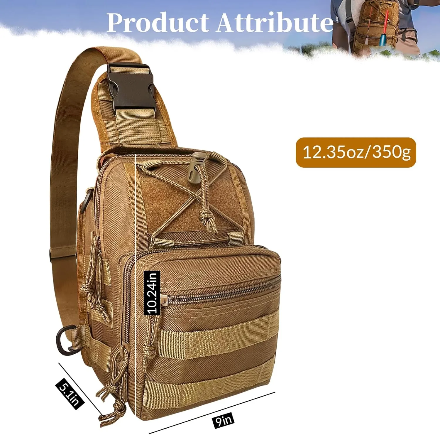 Fishing Backpack Tackle Storage Bag With Rod Holder - Sling Gear Storage
