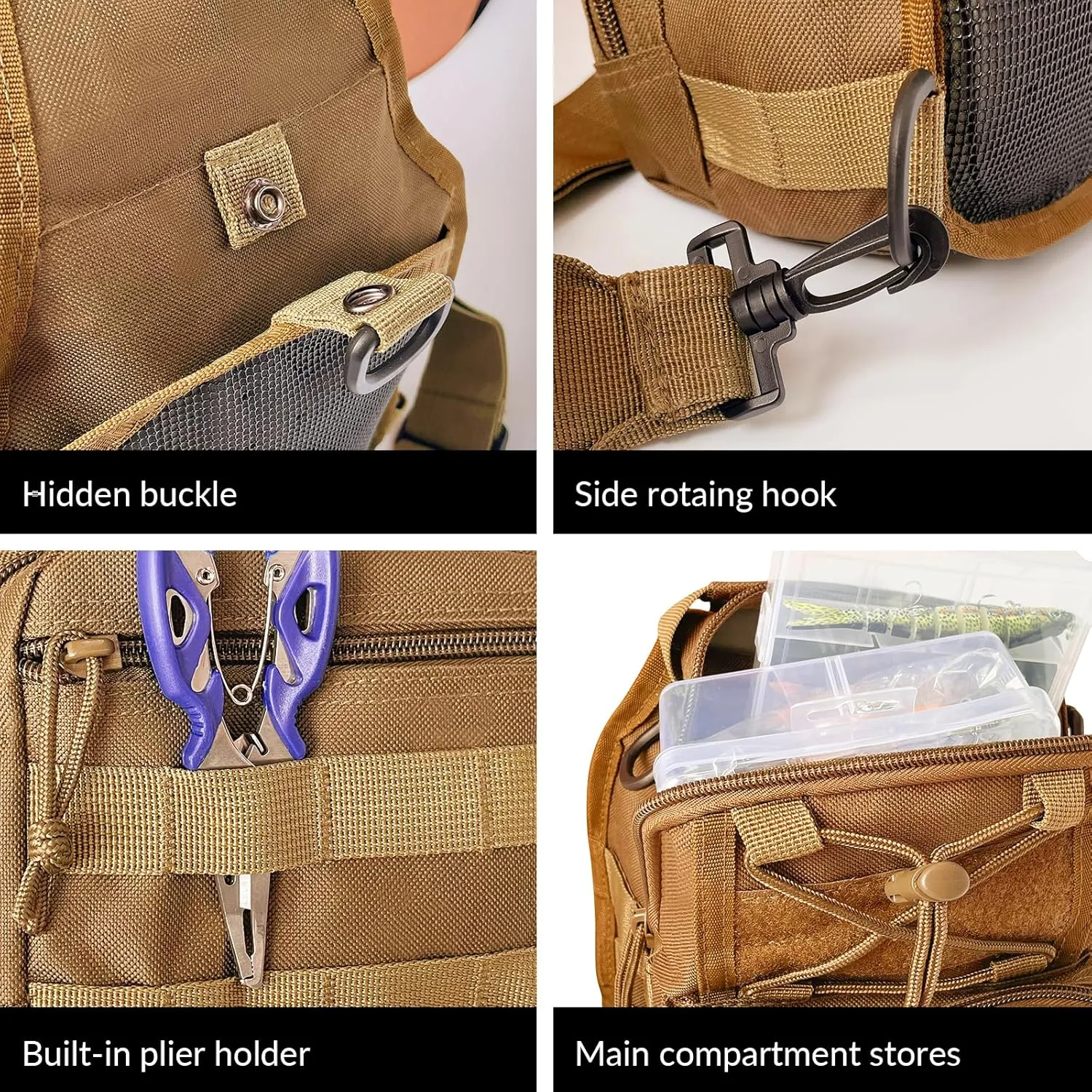Fishing Backpack Tackle Storage Bag With Rod Holder - Sling Gear Storage