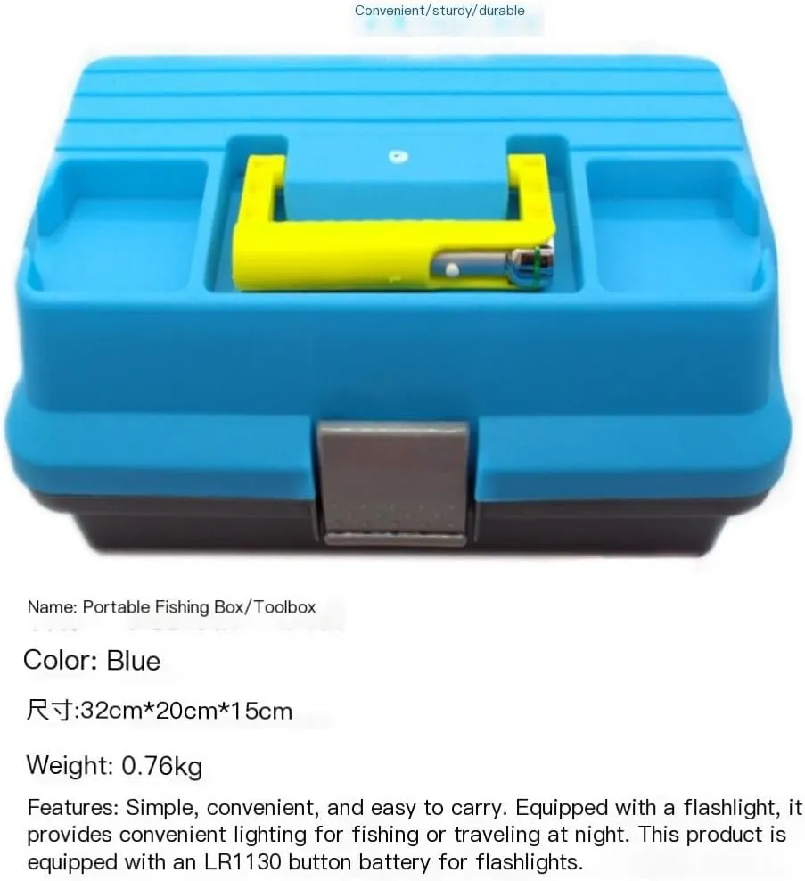 Fishing gear storage Ku Fishing Lure Tool Box Portable Folding Multi-functional Fishing Tool Box Lure Multi-layer Fishing Box Fishing tool storage(B(32CM*20CM*15CM))