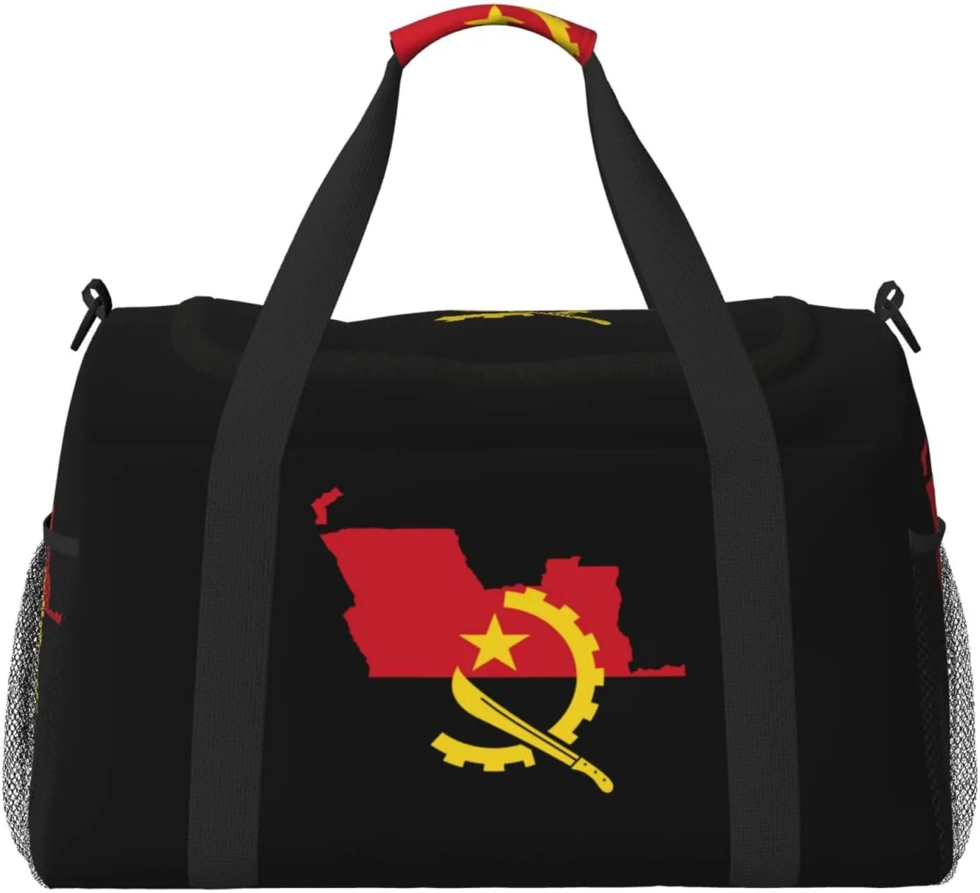 Flag Map Of Angola Travel Duffel Bag Large Foldable Waterproof Overnight Bag For Beach Swim Bags Pool Sports Gym