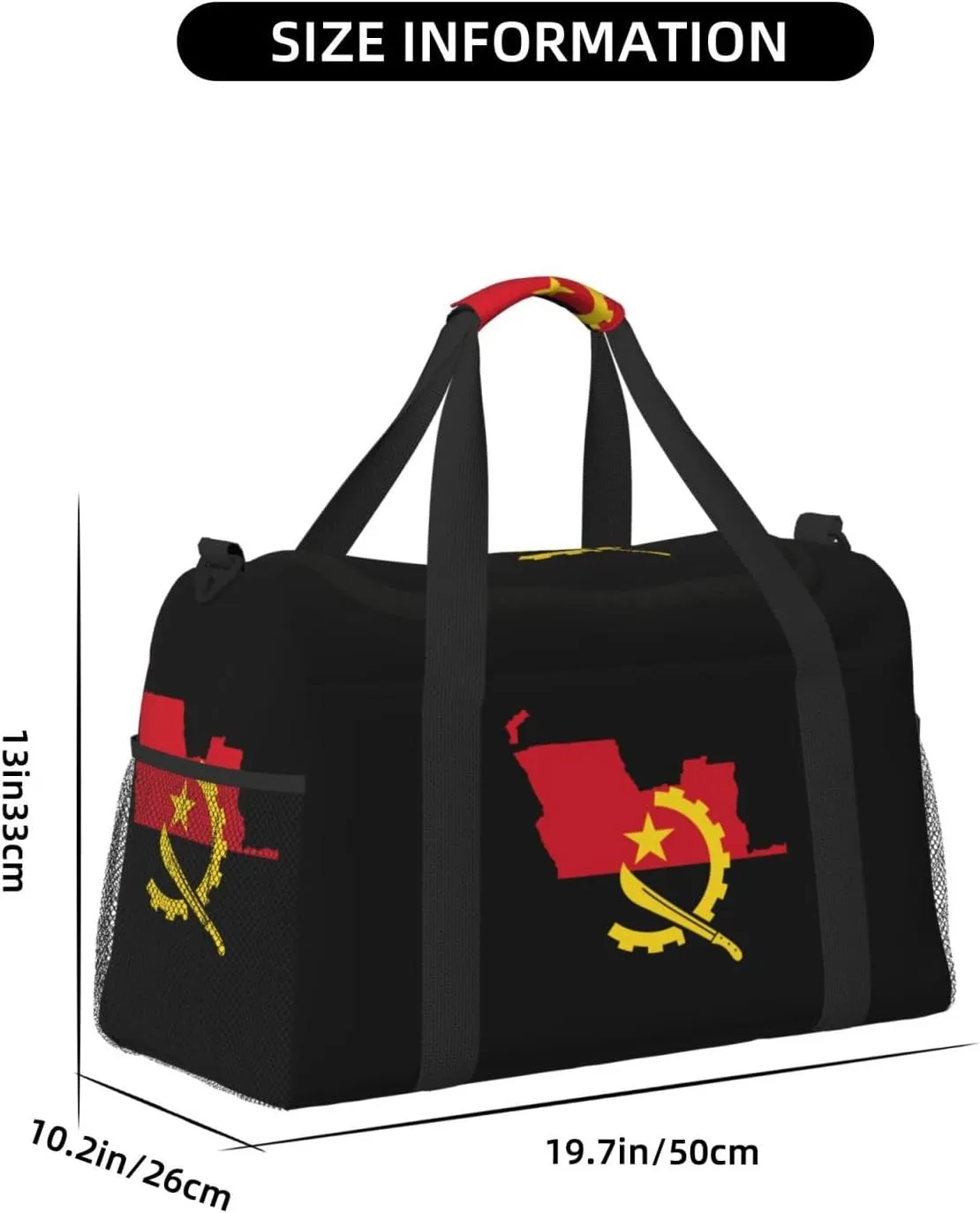 Flag Map Of Angola Travel Duffel Bag Large Foldable Waterproof Overnight Bag For Beach Swim Bags Pool Sports Gym