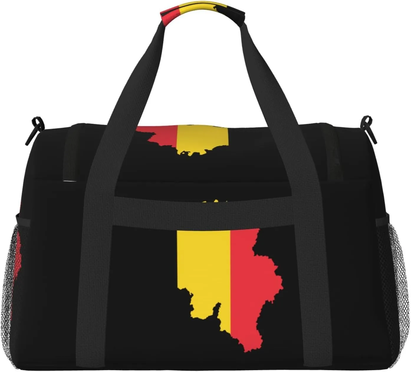 Flag Map Of Belgium Travel Duffel Bag Large Foldable Waterproof Overnight Bag For Beach Swim Bags Pool Sports Gym