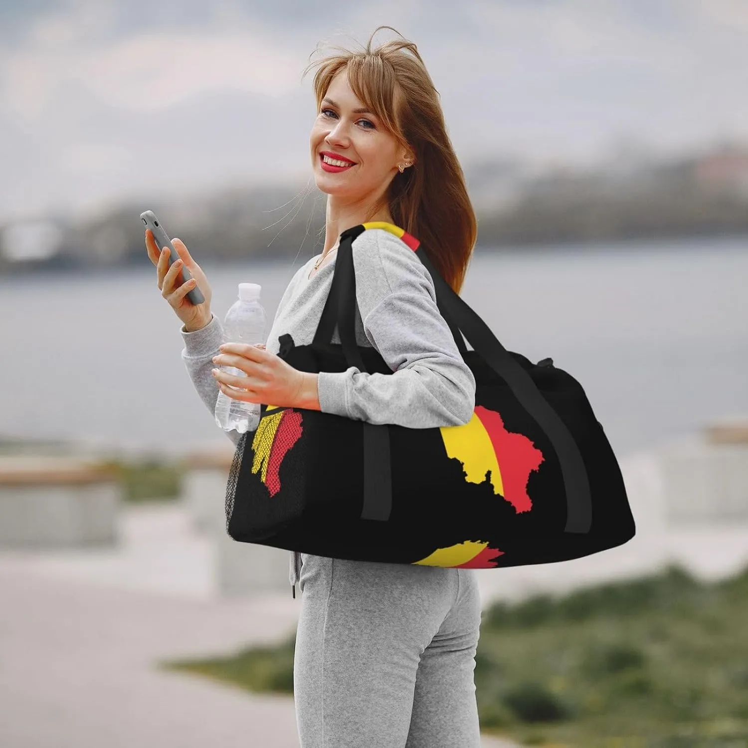 Flag Map Of Belgium Travel Duffel Bag Large Foldable Waterproof Overnight Bag For Beach Swim Bags Pool Sports Gym