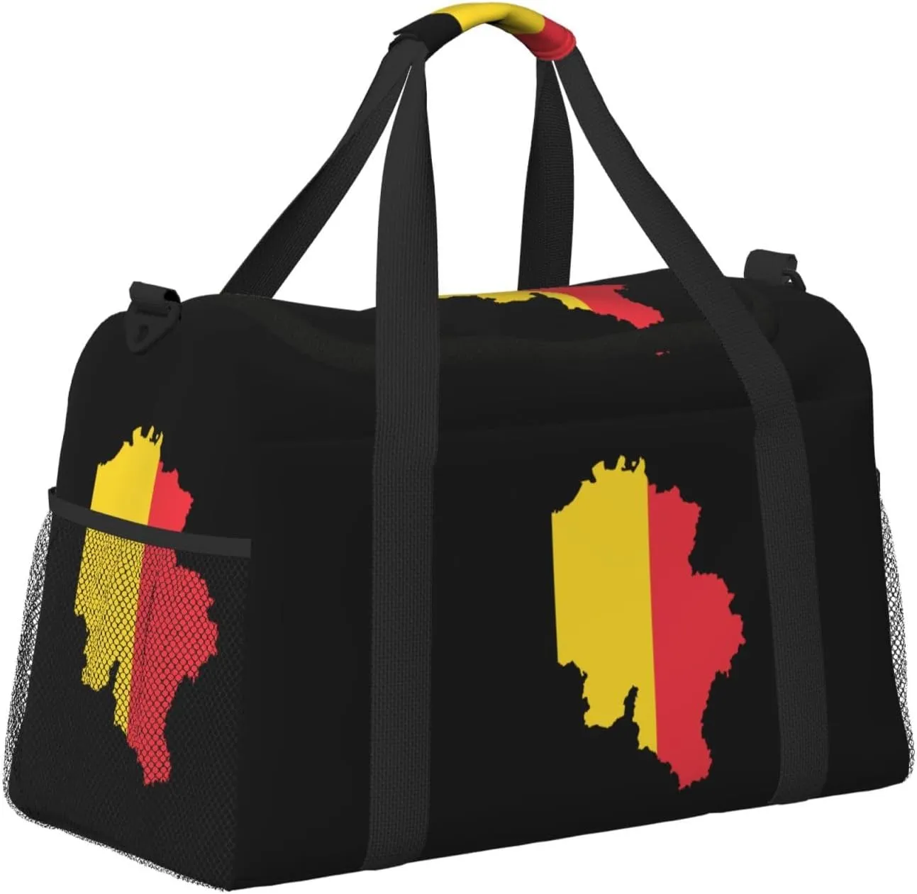 Flag Map Of Belgium Travel Duffel Bag Large Foldable Waterproof Overnight Bag For Beach Swim Bags Pool Sports Gym