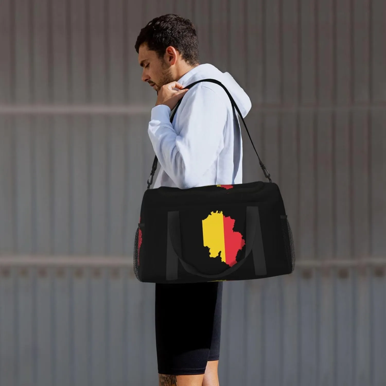 Flag Map Of Belgium Travel Duffel Bag Large Foldable Waterproof Overnight Bag For Beach Swim Bags Pool Sports Gym