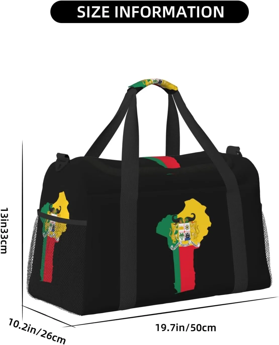 Flag Map Of Benin Travel Duffel Bag Large Foldable Waterproof Overnight Bag For Beach Swim Bags Pool Sports Gym