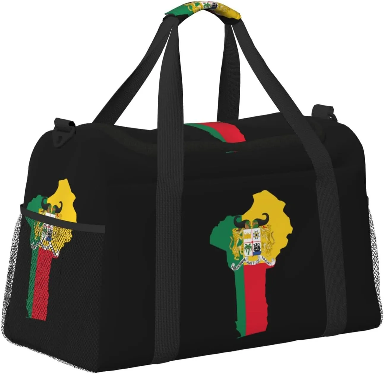 Flag Map Of Benin Travel Duffel Bag Large Foldable Waterproof Overnight Bag For Beach Swim Bags Pool Sports Gym