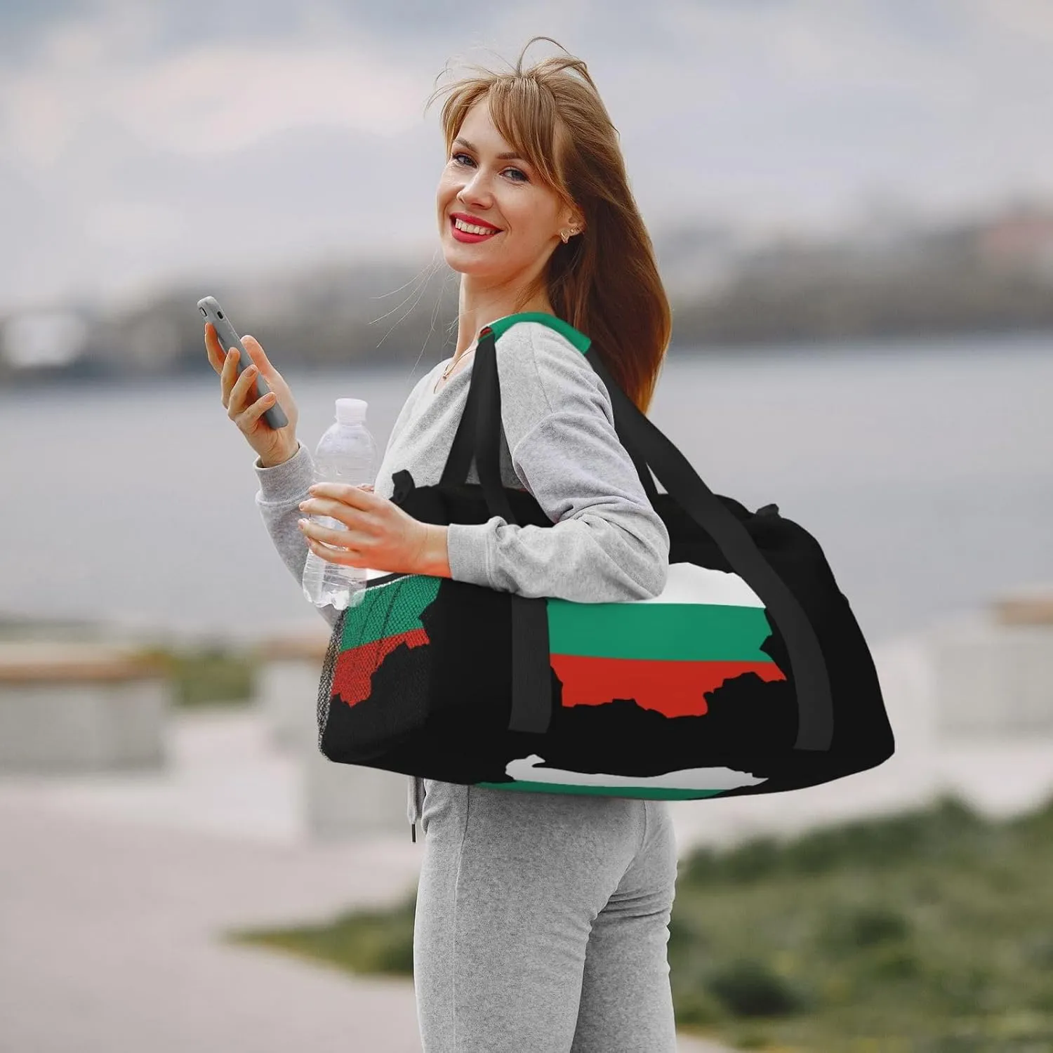 Flag Map Of Bulgaria Travel Duffel Bag Large Foldable Waterproof Overnight Bag For Beach Swim Bags Pool Sports Gym