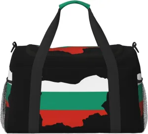 Flag Map Of Bulgaria Travel Duffel Bag Large Foldable Waterproof Overnight Bag For Beach Swim Bags Pool Sports Gym