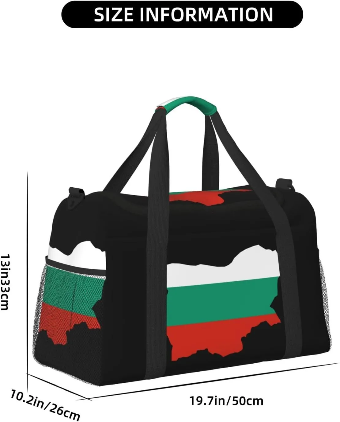 Flag Map Of Bulgaria Travel Duffel Bag Large Foldable Waterproof Overnight Bag For Beach Swim Bags Pool Sports Gym
