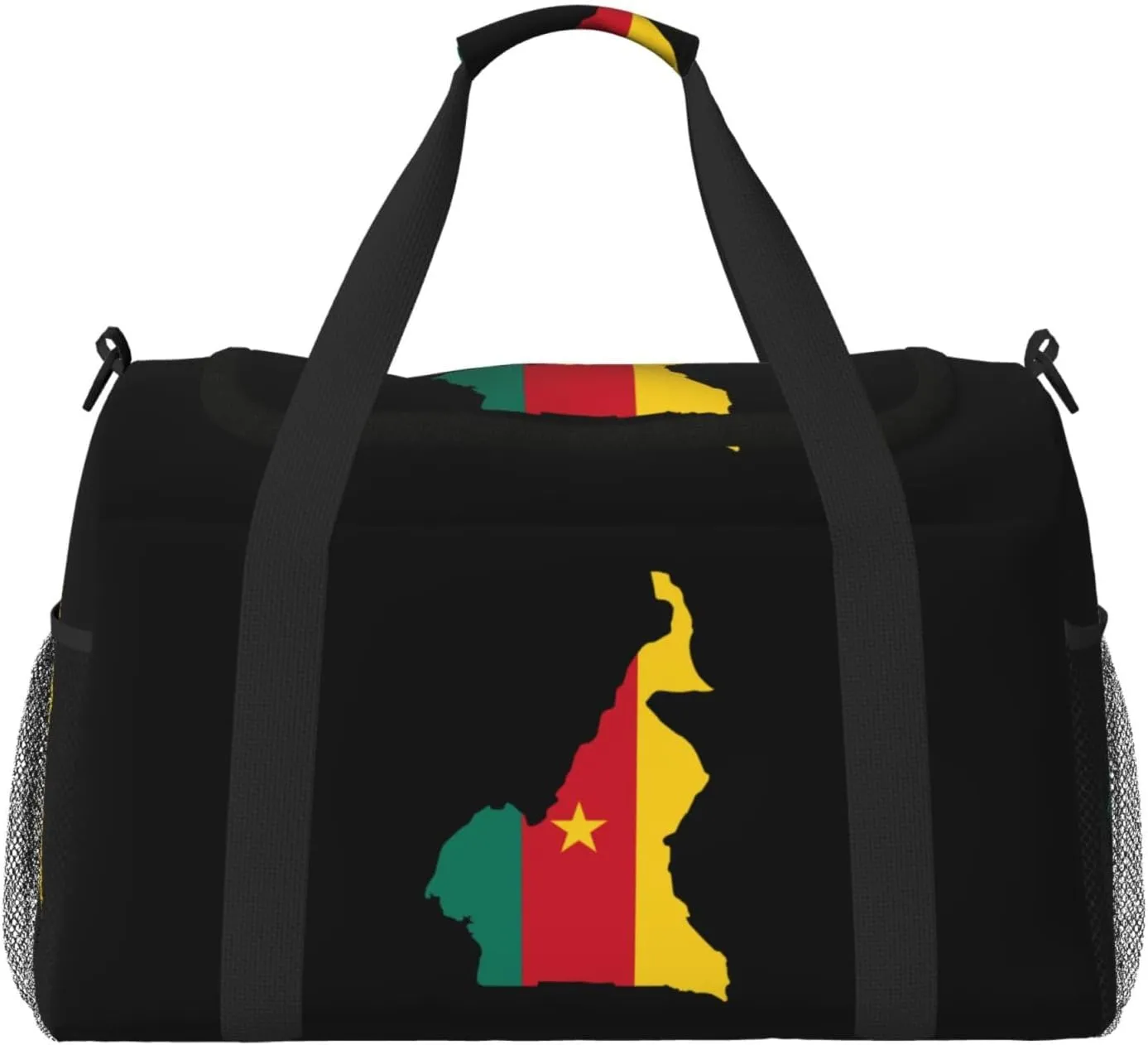 Flag Map Of Cameroon Travel Duffel Bag Large Foldable Waterproof Overnight Bag For Beach Swim Bags Pool Sports Gym