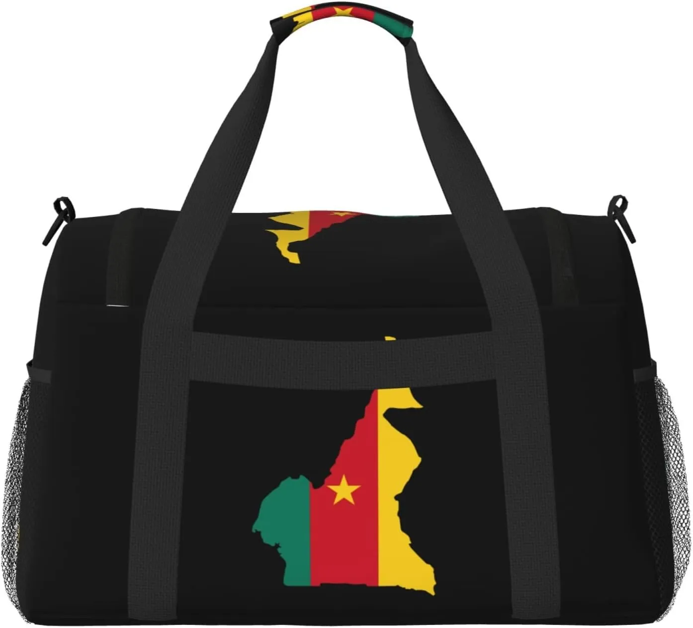 Flag Map Of Cameroon Travel Duffel Bag Large Foldable Waterproof Overnight Bag For Beach Swim Bags Pool Sports Gym