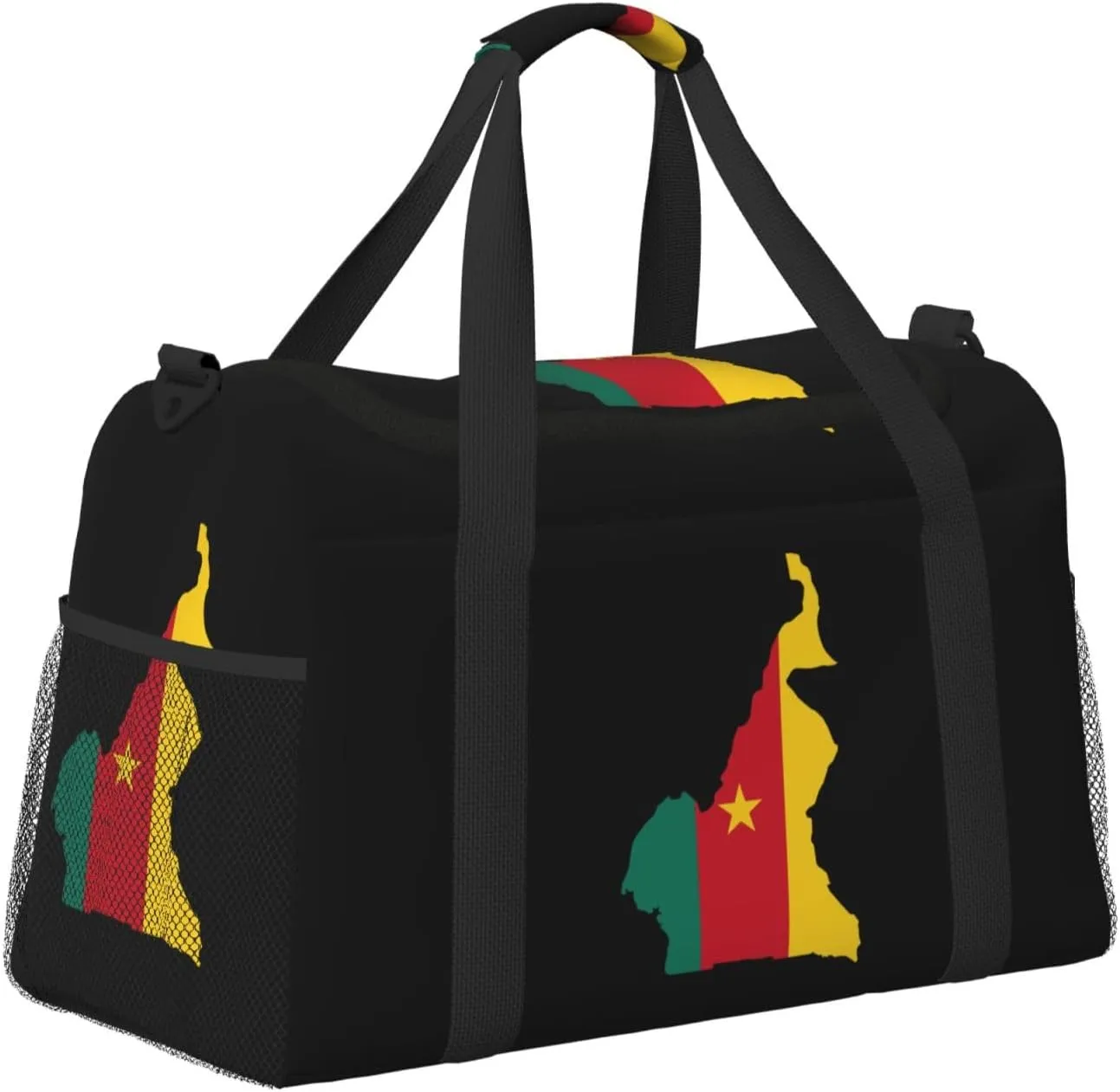 Flag Map Of Cameroon Travel Duffel Bag Large Foldable Waterproof Overnight Bag For Beach Swim Bags Pool Sports Gym
