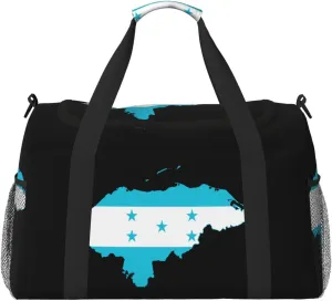 Flag Map Of Honduras Travel Duffel Bag Large Foldable Waterproof Overnight Bag For Beach Swim Bags Pool Sports Gym