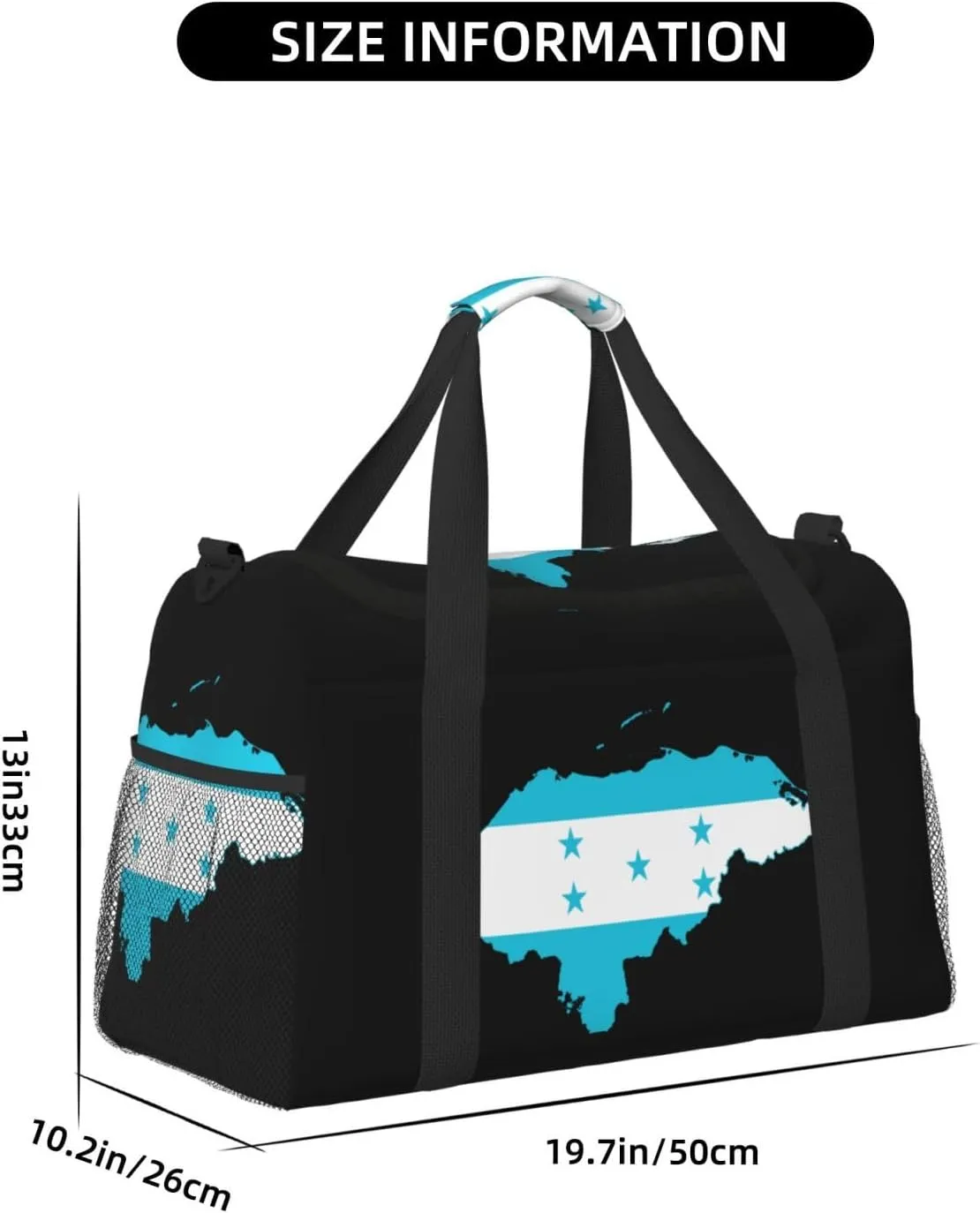 Flag Map Of Honduras Travel Duffel Bag Large Foldable Waterproof Overnight Bag For Beach Swim Bags Pool Sports Gym