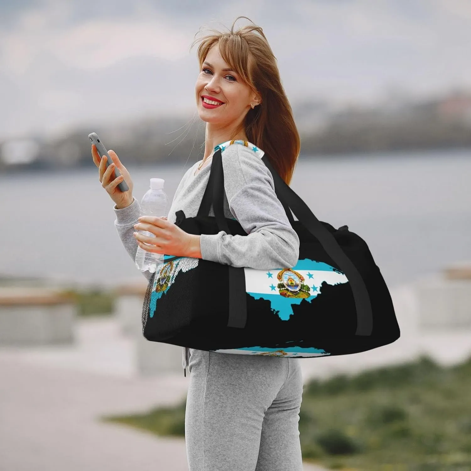 Flag Map Of Honduras Travel Duffel Bag Large Foldable Waterproof Overnight Bag For Beach Swim Bags Pool Sports Gym