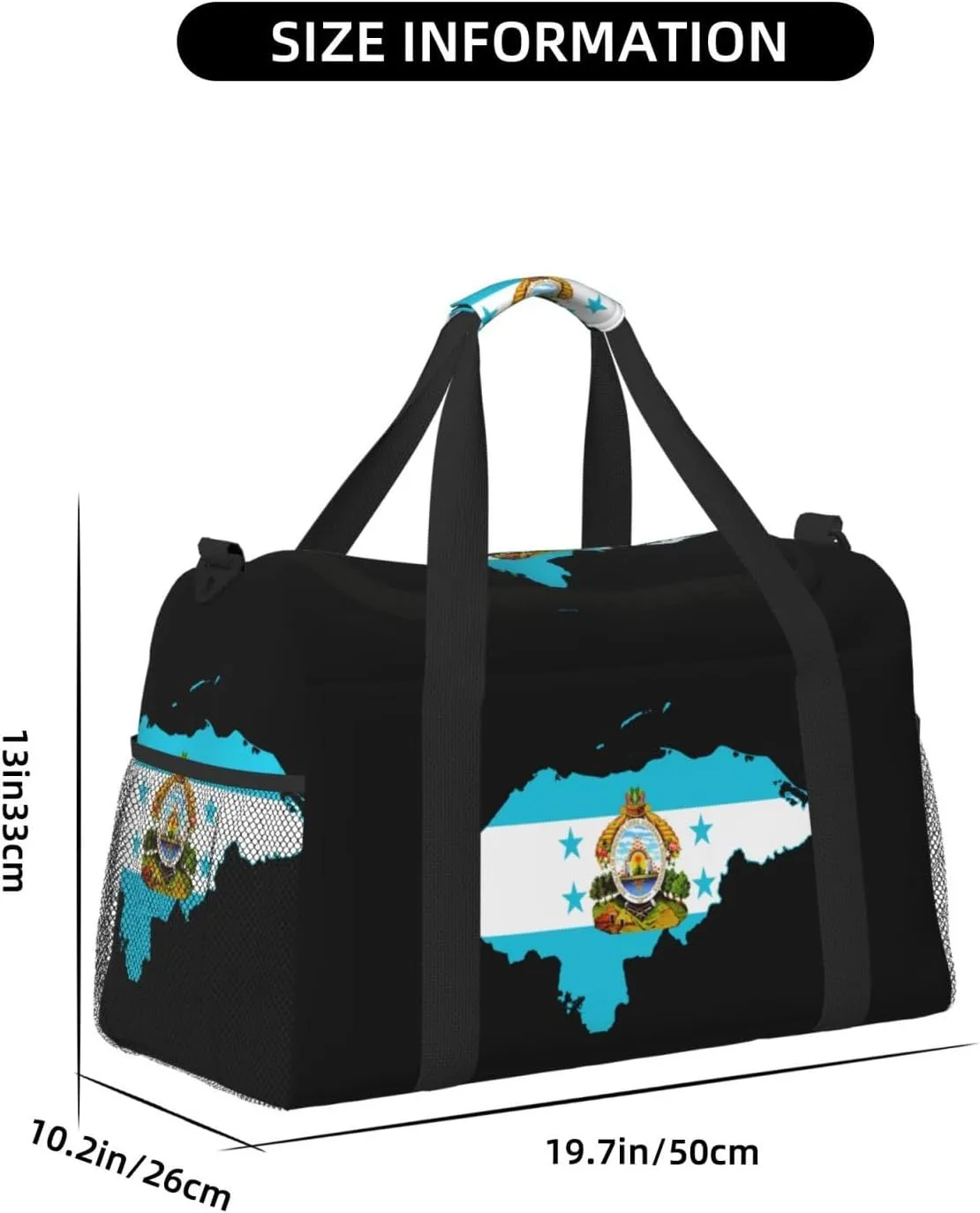 Flag Map Of Honduras Travel Duffel Bag Large Foldable Waterproof Overnight Bag For Beach Swim Bags Pool Sports Gym