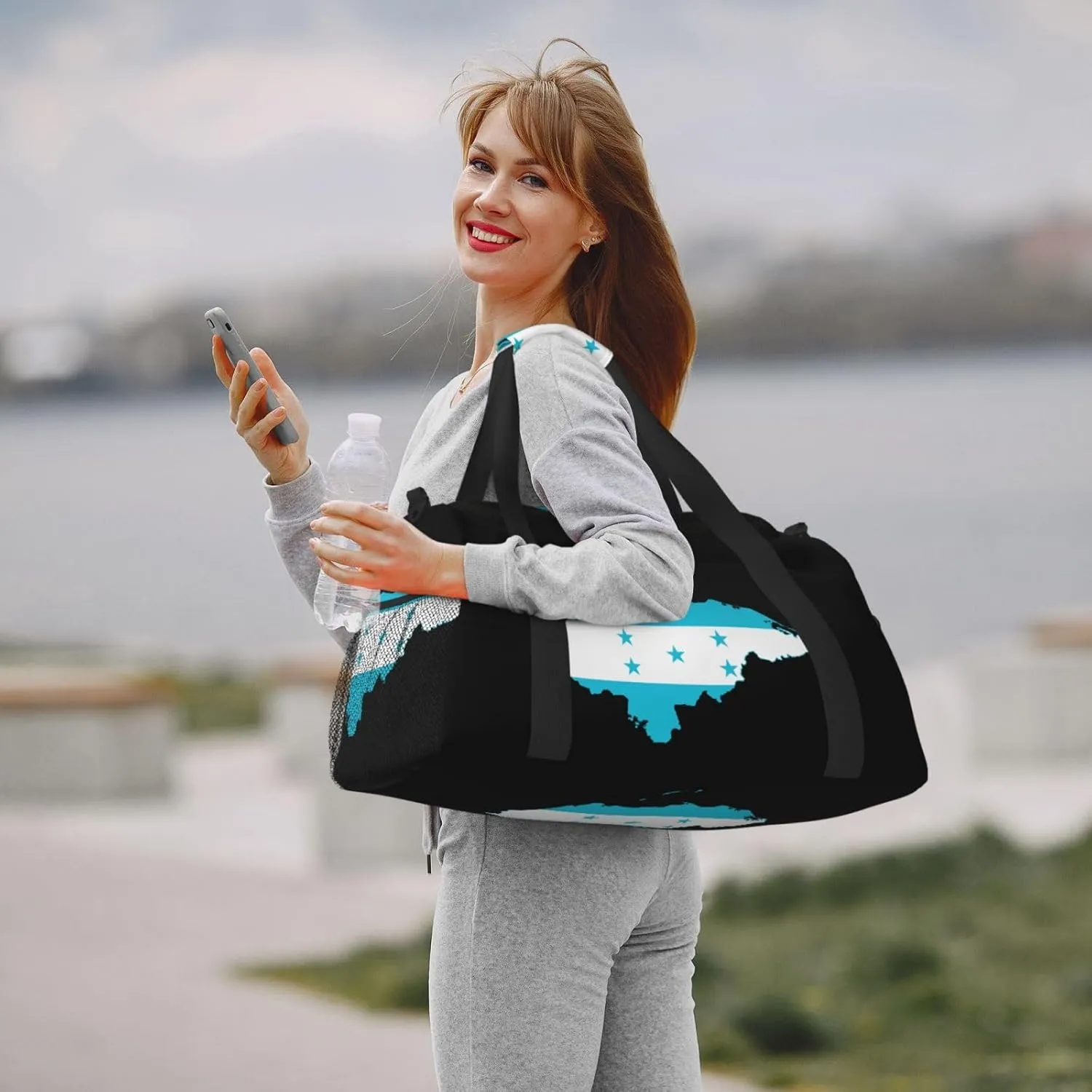 Flag Map Of Honduras Travel Duffel Bag Large Foldable Waterproof Overnight Bag For Beach Swim Bags Pool Sports Gym