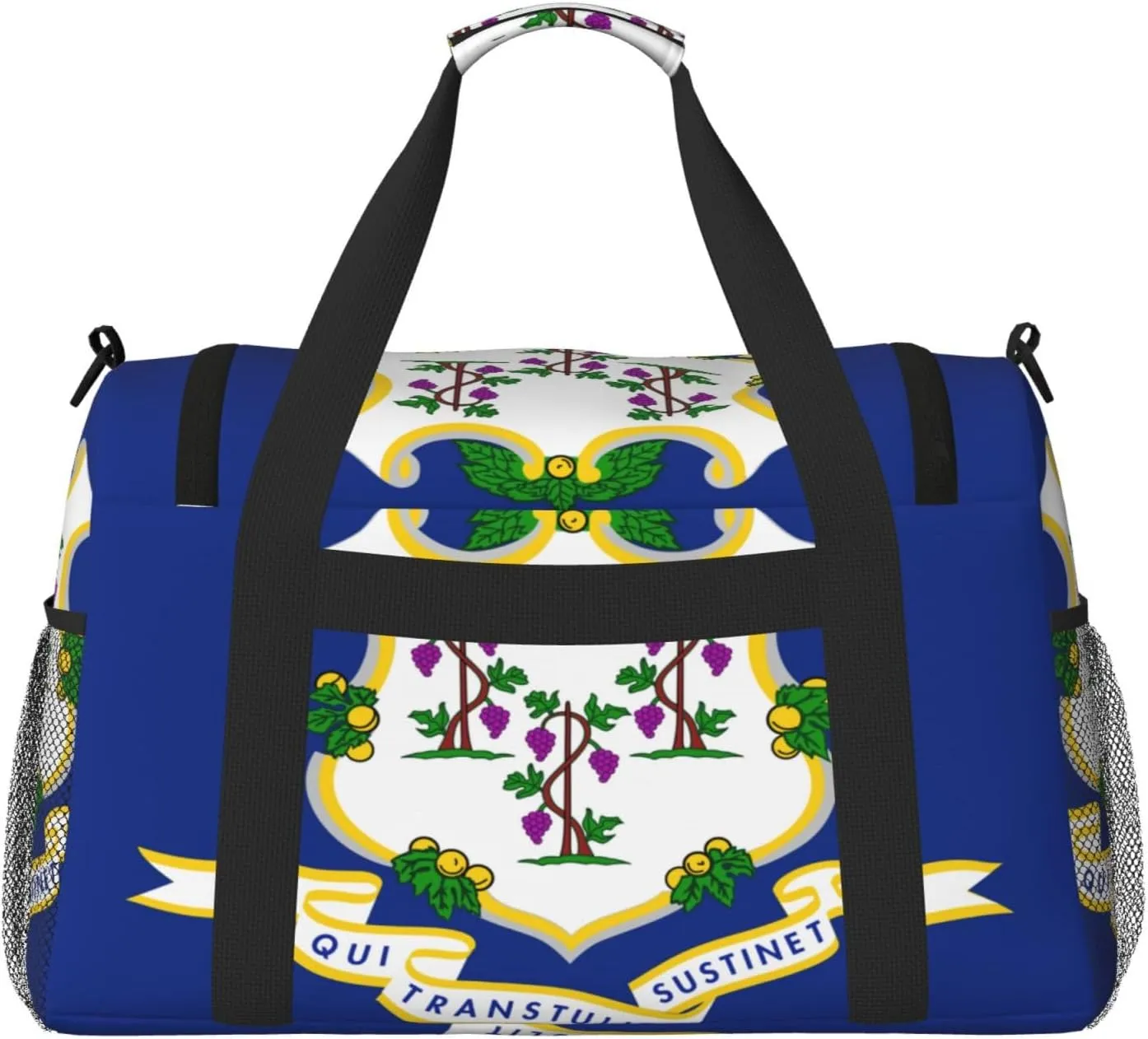 Flag Of Connecticut Travel Duffel Bag Large Foldable Waterproof Overnight Bag For Beach Swim Bags Pool Sports Gym