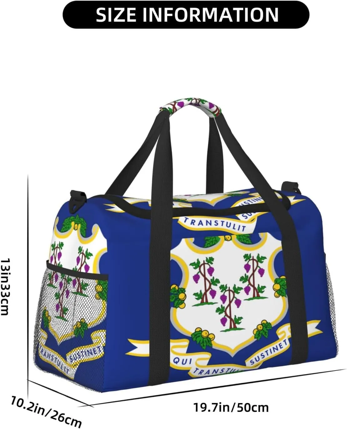 Flag Of Connecticut Travel Duffel Bag Large Foldable Waterproof Overnight Bag For Beach Swim Bags Pool Sports Gym