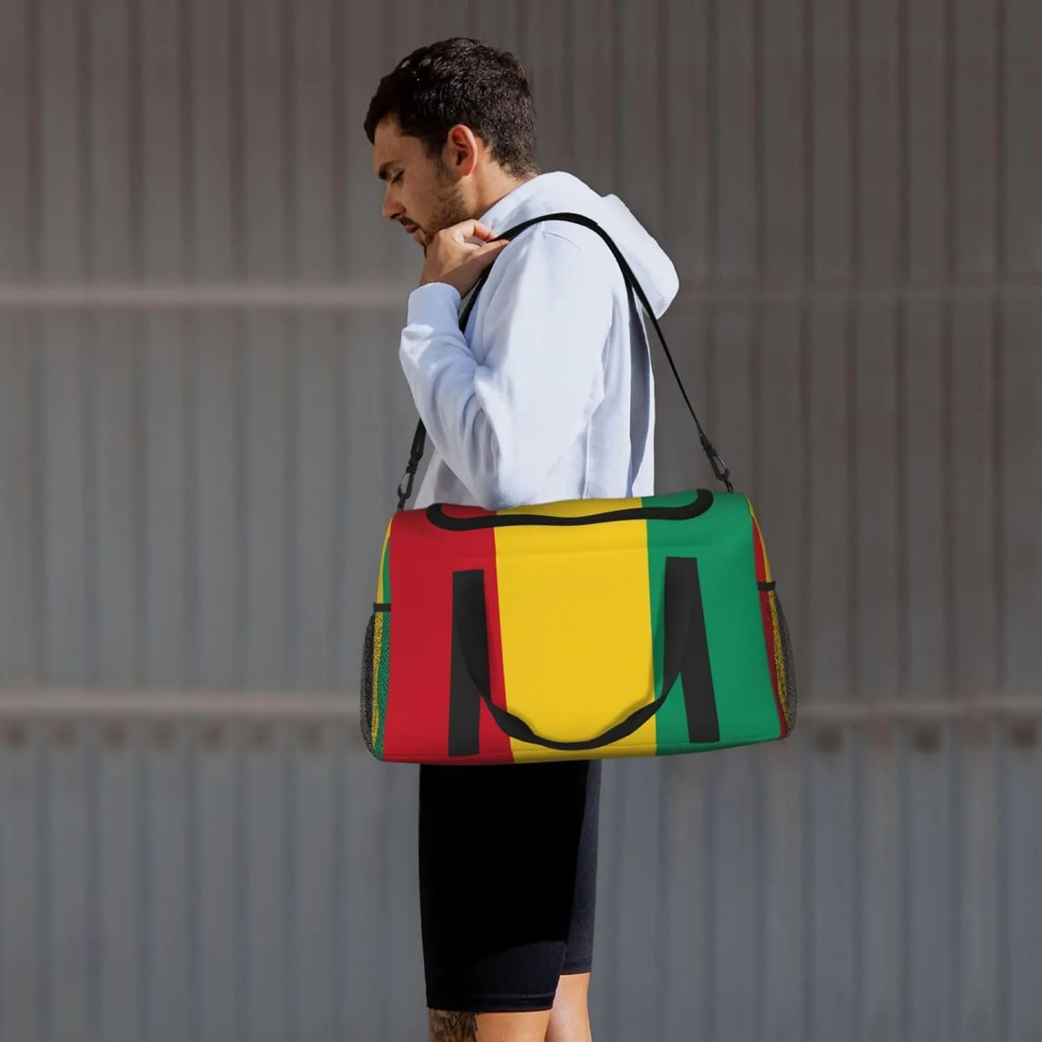 Flag Of Guinea Travel Duffel Bag Large Foldable Waterproof Overnight Bag For Beach Swim Bags Pool Sports Gym