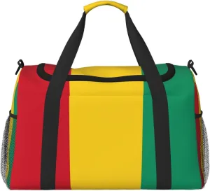 Flag Of Guinea Travel Duffel Bag Large Foldable Waterproof Overnight Bag For Beach Swim Bags Pool Sports Gym