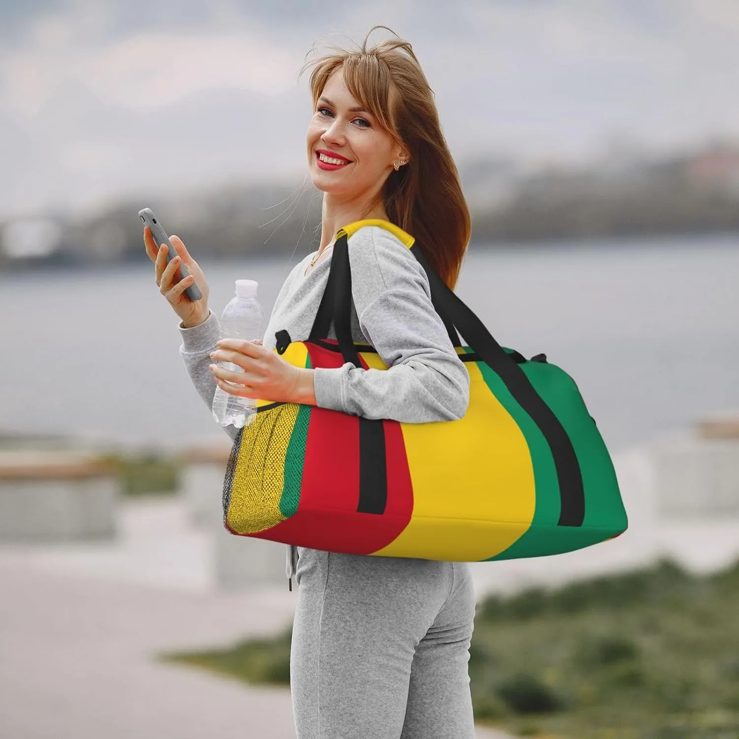 Flag Of Guinea Travel Duffel Bag Large Foldable Waterproof Overnight Bag For Beach Swim Bags Pool Sports Gym