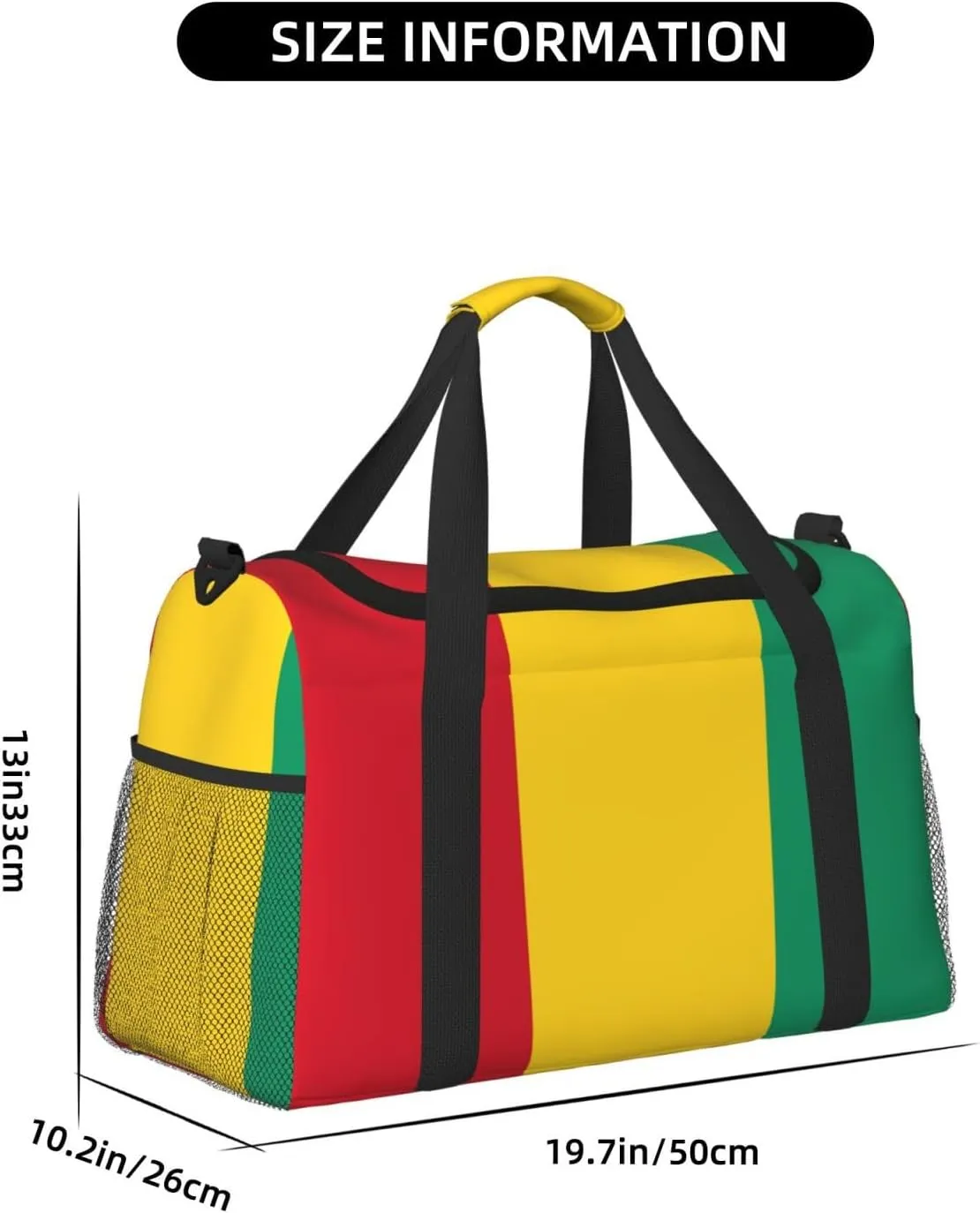 Flag Of Guinea Travel Duffel Bag Large Foldable Waterproof Overnight Bag For Beach Swim Bags Pool Sports Gym
