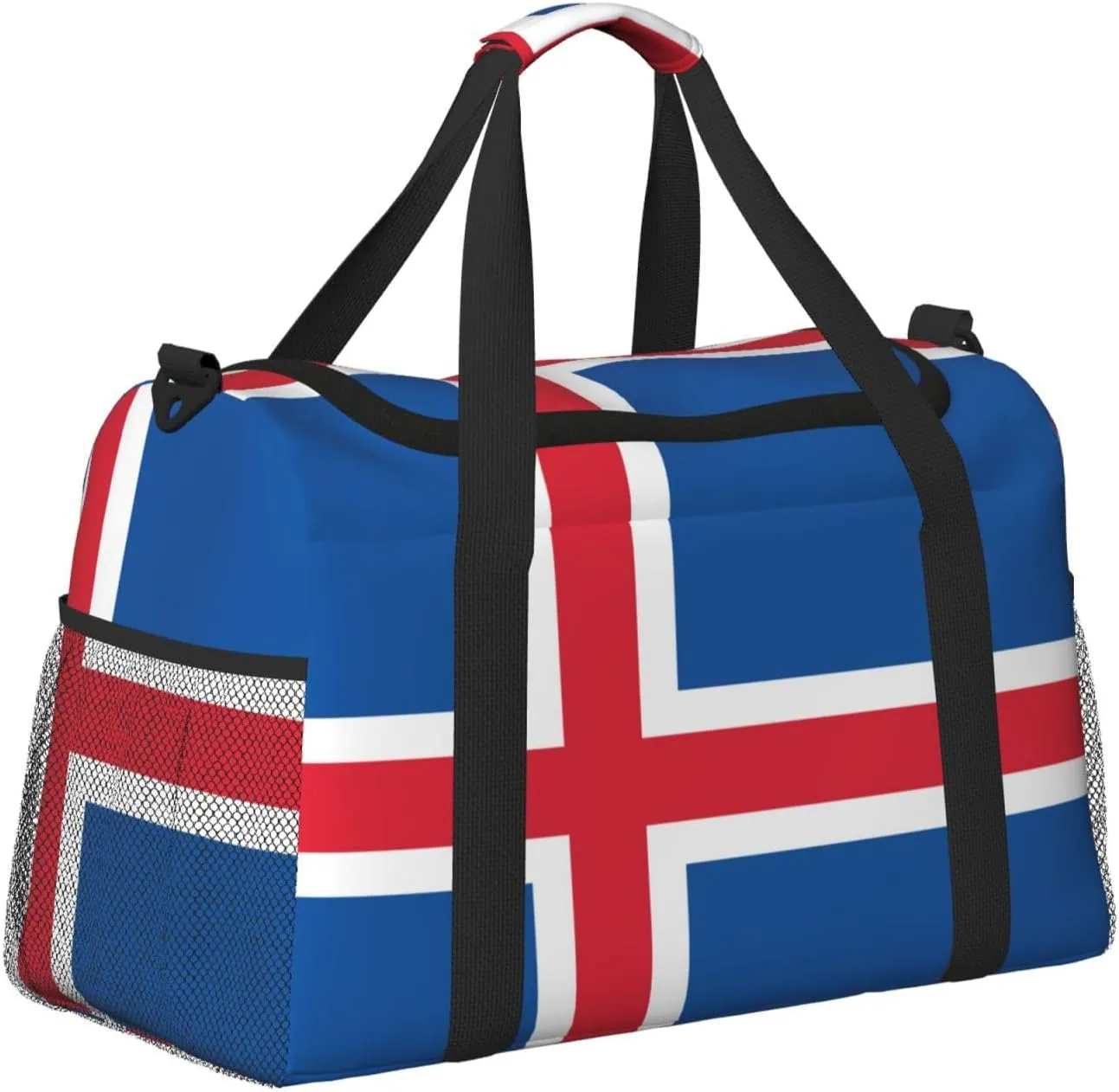 Flag Of Iceland Travel Duffel Bag Large Foldable Waterproof Overnight Bag For Beach Swim Bags Pool Sports Gym