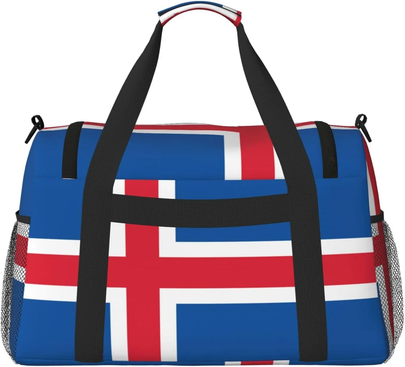 Flag Of Iceland Travel Duffel Bag Large Foldable Waterproof Overnight Bag For Beach Swim Bags Pool Sports Gym