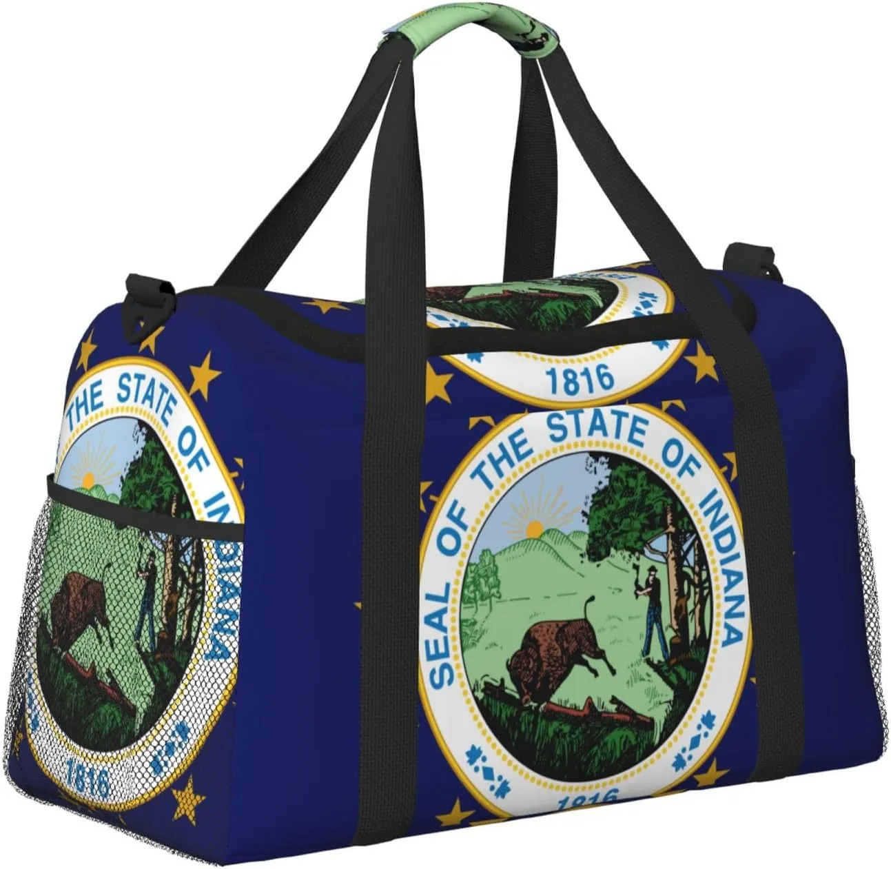 Flag Of Indiana Travel Duffel Bag Large Foldable Waterproof Overnight Bag For Beach Swim Bags Pool Sports Gym