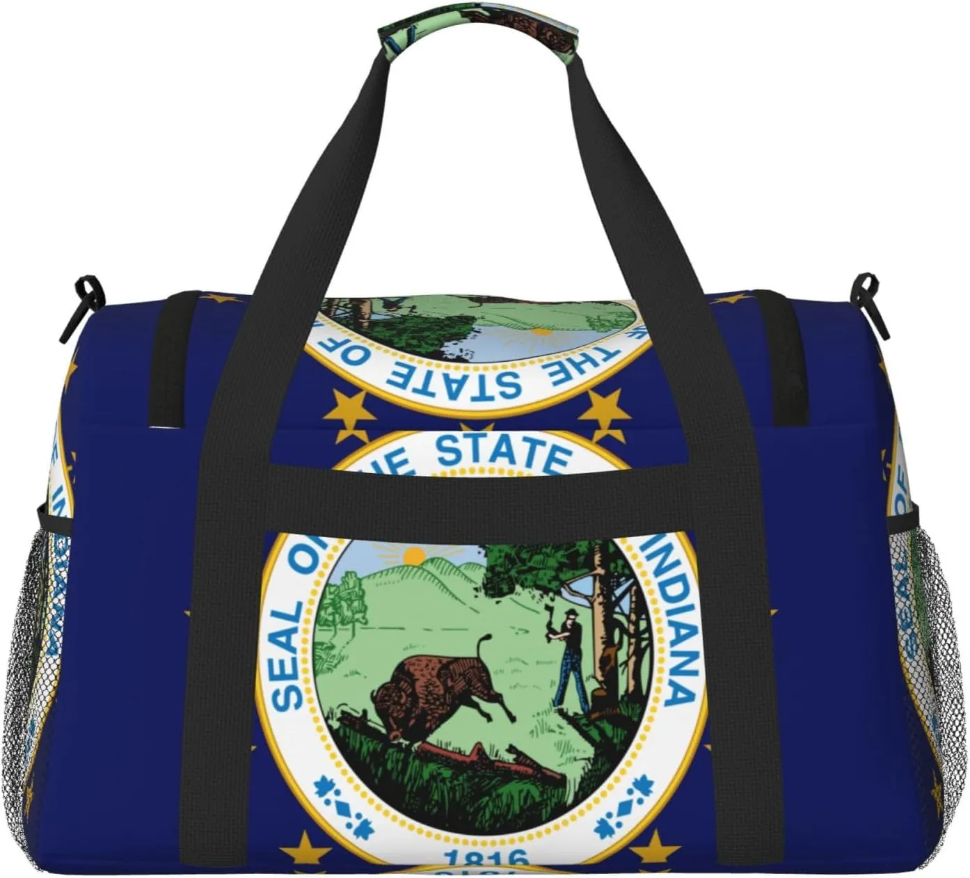 Flag Of Indiana Travel Duffel Bag Large Foldable Waterproof Overnight Bag For Beach Swim Bags Pool Sports Gym