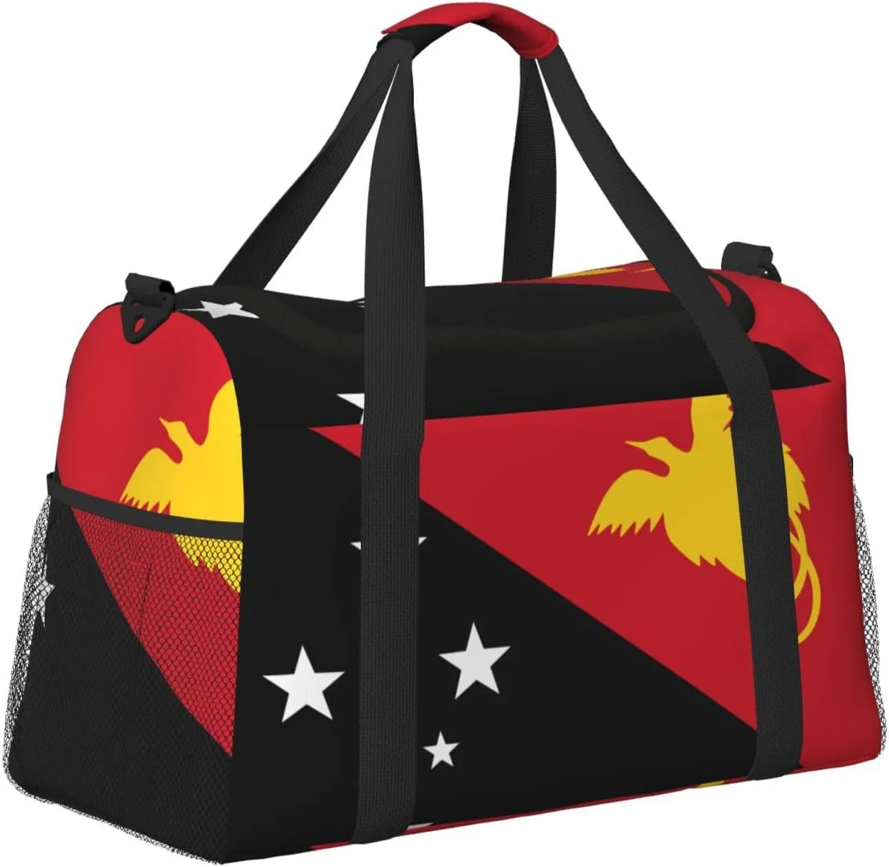 Flag Of New Guinea Travel Duffel Bag Large Foldable Waterproof Overnight Bag For Beach Swim Bags Pool Sports Gym
