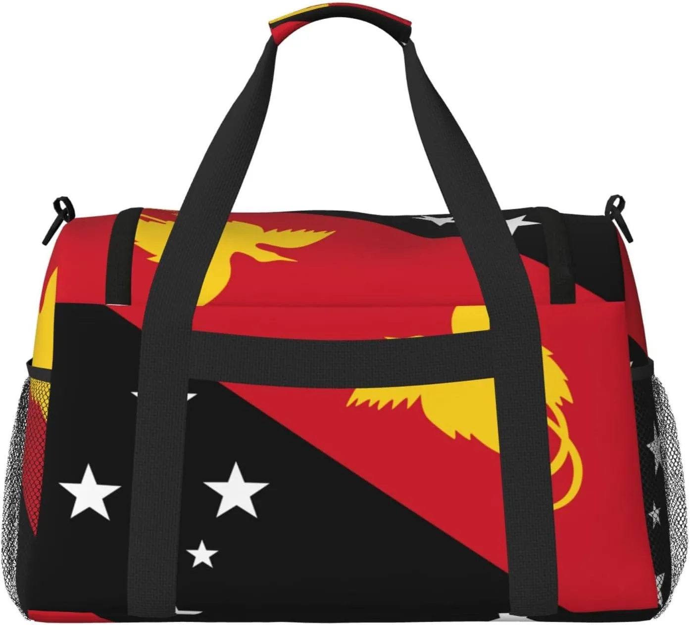 Flag Of New Guinea Travel Duffel Bag Large Foldable Waterproof Overnight Bag For Beach Swim Bags Pool Sports Gym