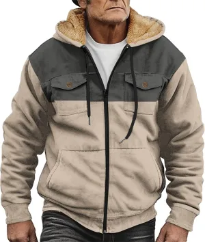 Fleece Jacket Men Cotton Cargo Jacket Winter Sherpa Fleece Lined Coat Shirt Fluffy Pullover Outfits Military Jackets