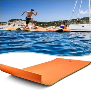 Floating Mat, Floating Water Mat, with Rolling Pillow Design, Bouncy Tear-Resistant 3-Layer XPE Foam, Roll-Up Floating Island River Rafts