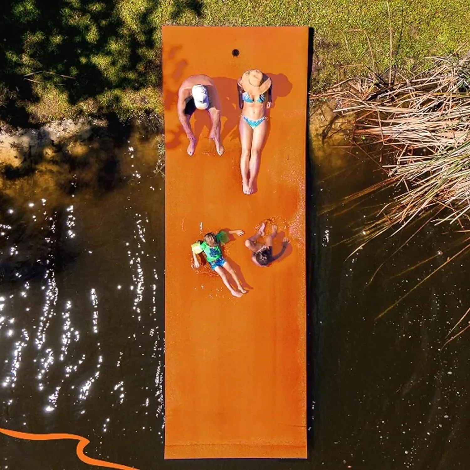 Floating Mat, Floating Water Mat, with Rolling Pillow Design, Bouncy Tear-Resistant 3-Layer XPE Foam, Roll-Up Floating Island River Rafts