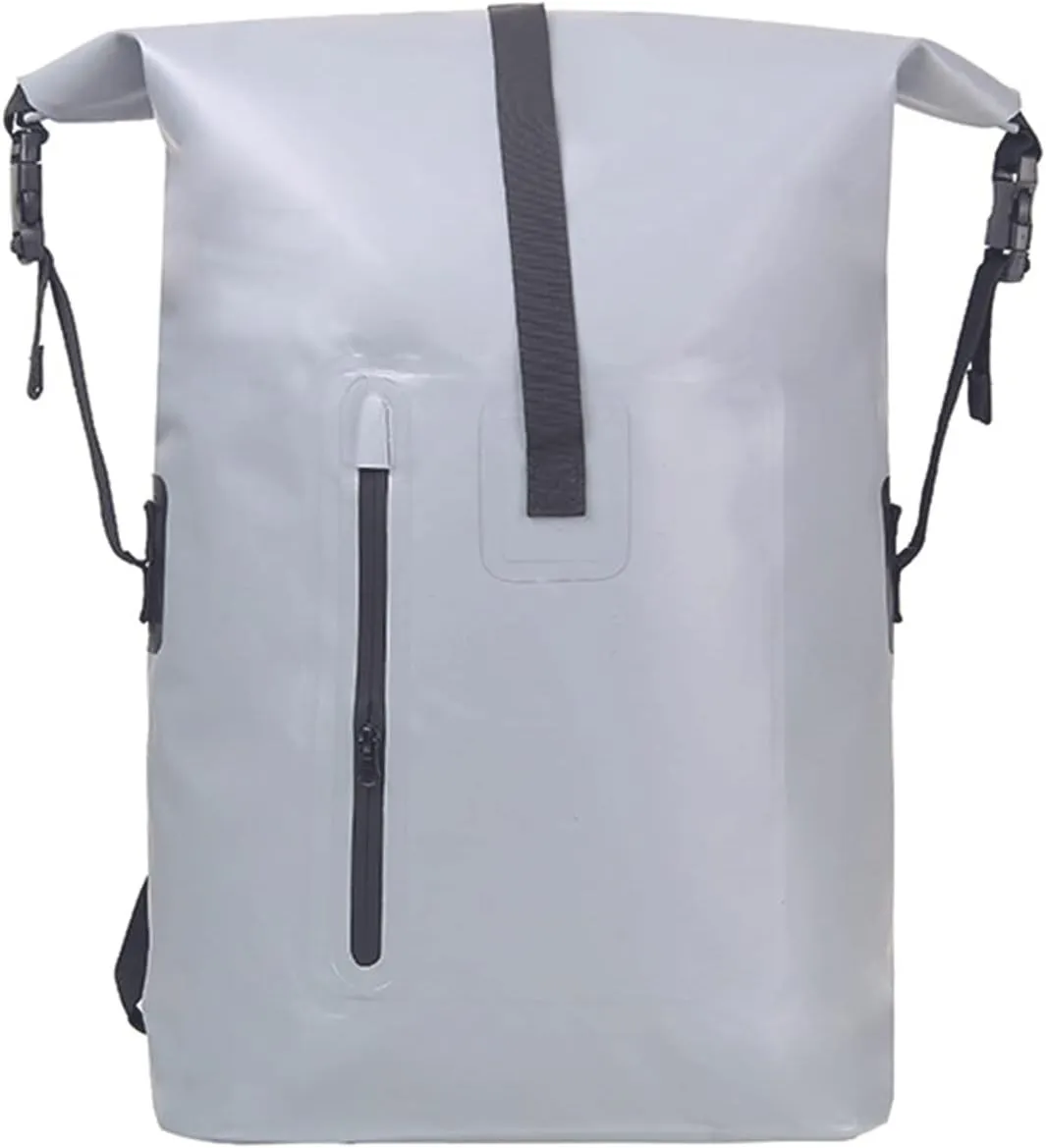 Floating Waterproof Drying Bag (40L), Roll-top Drying Bag, Lightweight Dry Storage Bag with Zippered Pocket, for Fishing (Color : Gray)