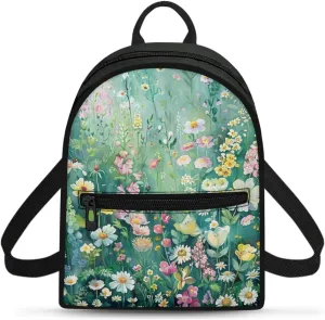 Floral Backpack for Women Small Size Adult Mini Backpacks Shoulder Bag for Travel Shopping Women's Waterproof Backpack Purse Mochila PequeñA Para Mujer