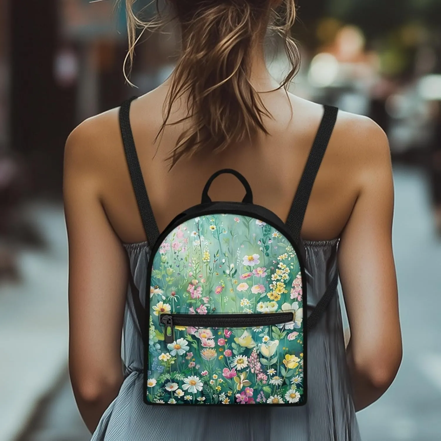 Floral Backpack for Women Small Size Adult Mini Backpacks Shoulder Bag for Travel Shopping Women's Waterproof Backpack Purse Mochila PequeñA Para Mujer