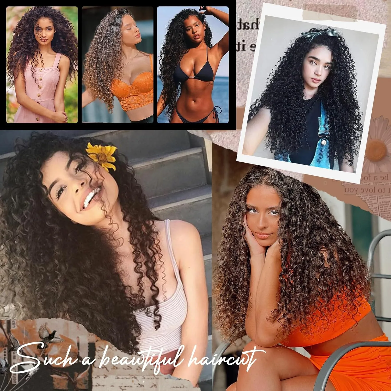 FLUFYMOOZ 9PCS Clip in Hair Extensions 22 Inch Curly Hair Extension Long Soft Synthetic Hairpieces for Women (Ash Brown to Blonde)