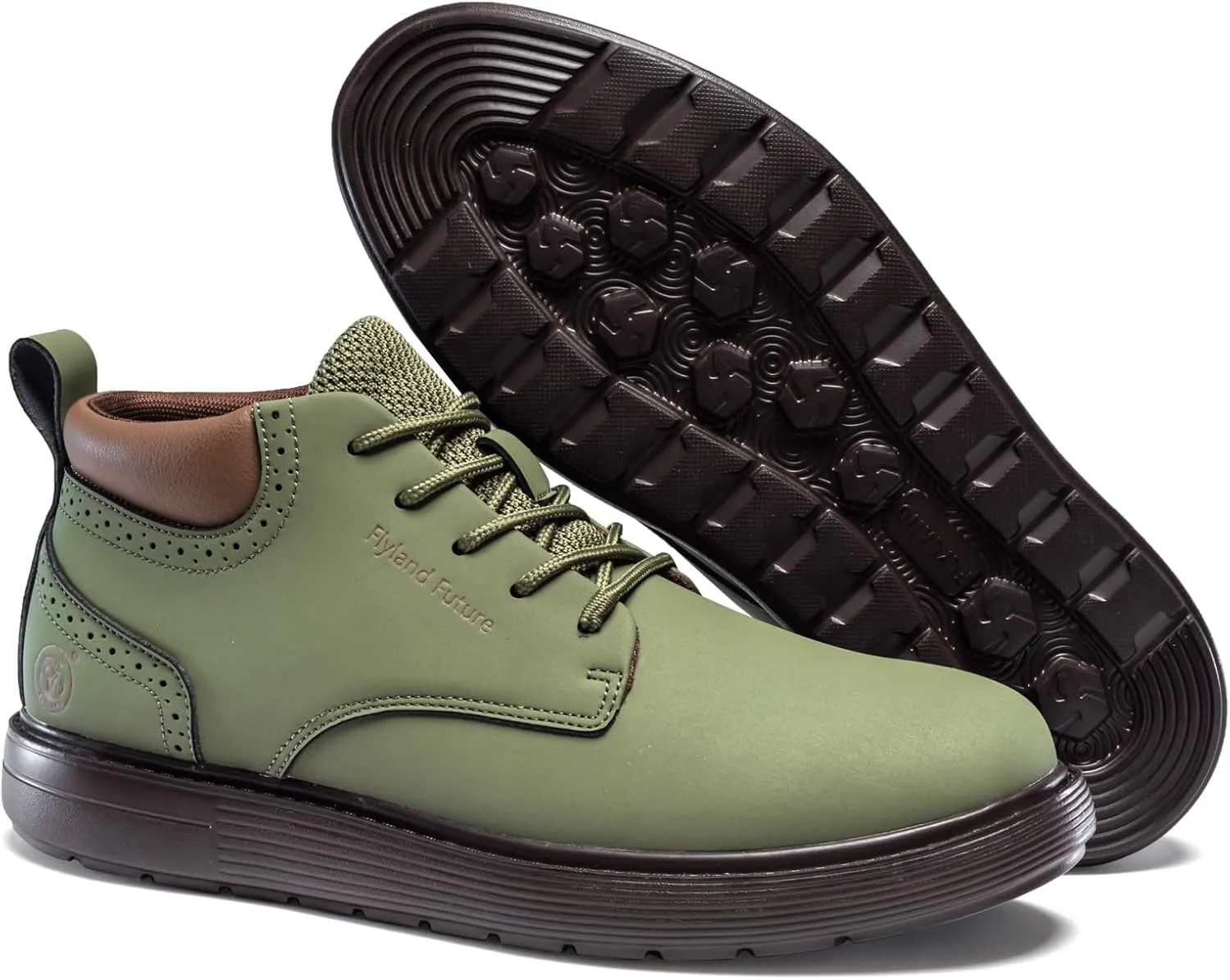 FLYLAND Men's Fashion Sneakers Chukaa Boots Leather Shoes Lace Up Lightweight Dress Boots Walking Driving Shoes
