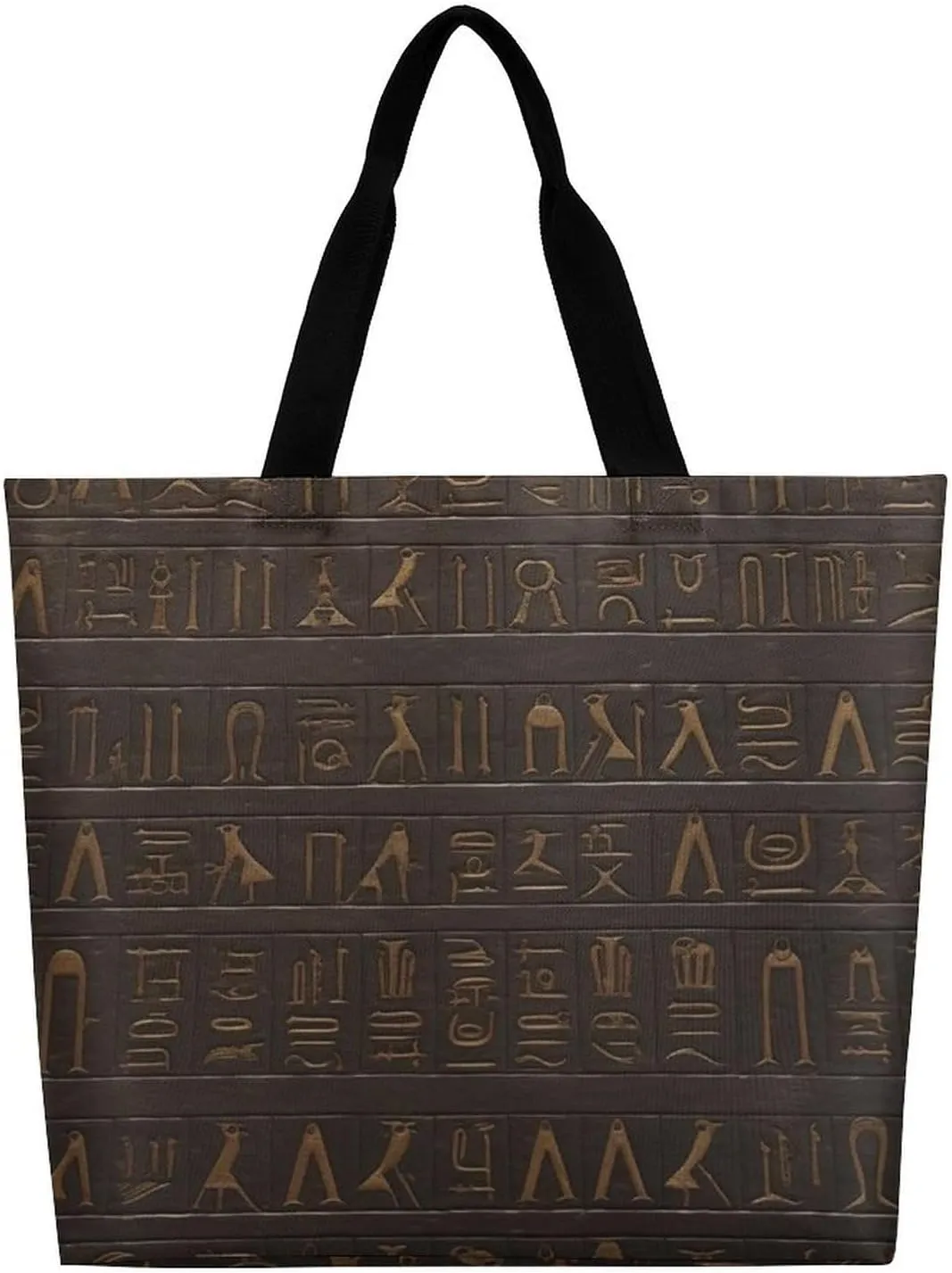 Foldable Grocery Bag Reusable Shopping Bag Ancient Egyptian Hieroglyph Tote Bag Casual Handbags for Work Shopping