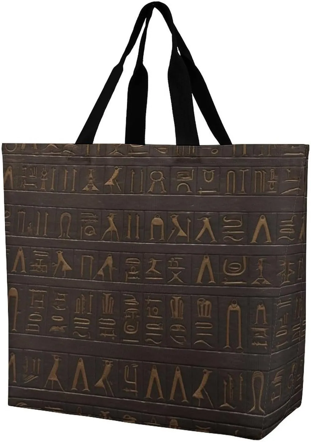 Foldable Grocery Bag Reusable Shopping Bag Ancient Egyptian Hieroglyph Tote Bag Casual Handbags for Work Shopping
