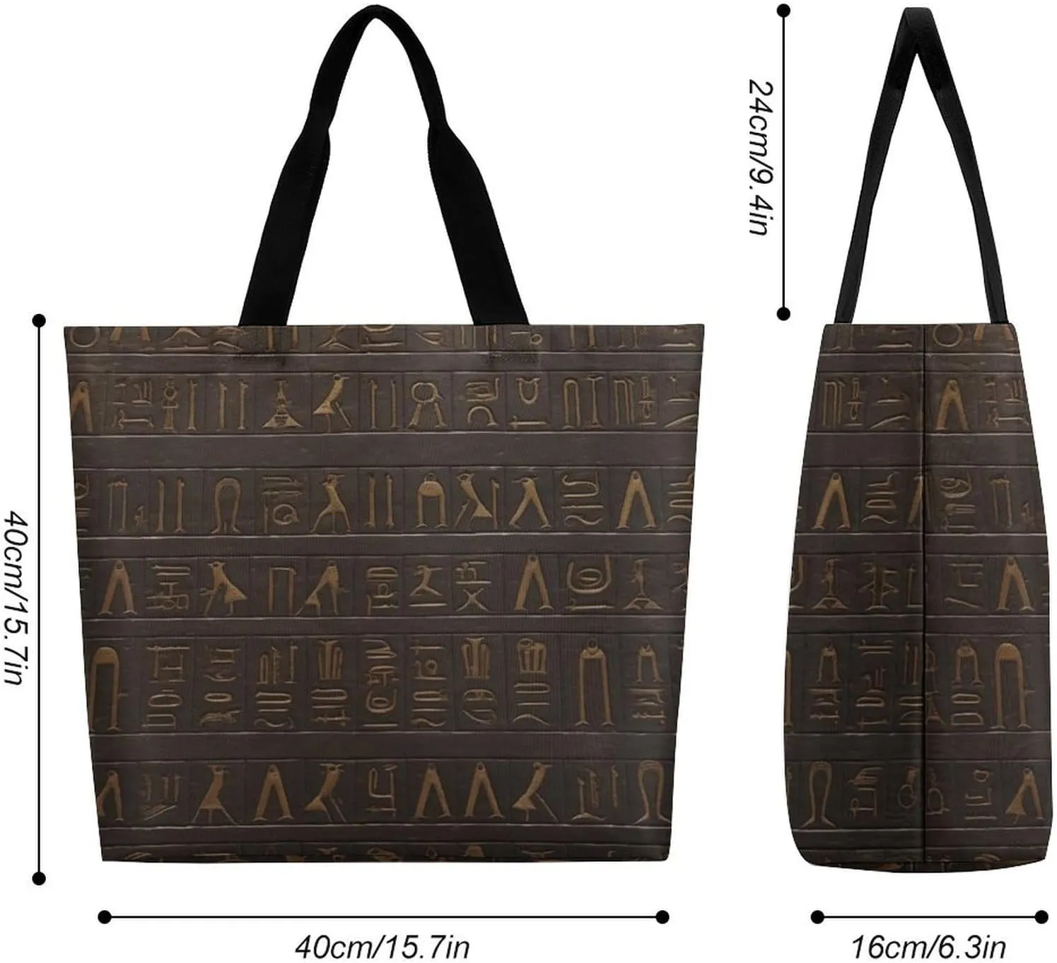 Foldable Grocery Bag Reusable Shopping Bag Ancient Egyptian Hieroglyph Tote Bag Casual Handbags for Work Shopping