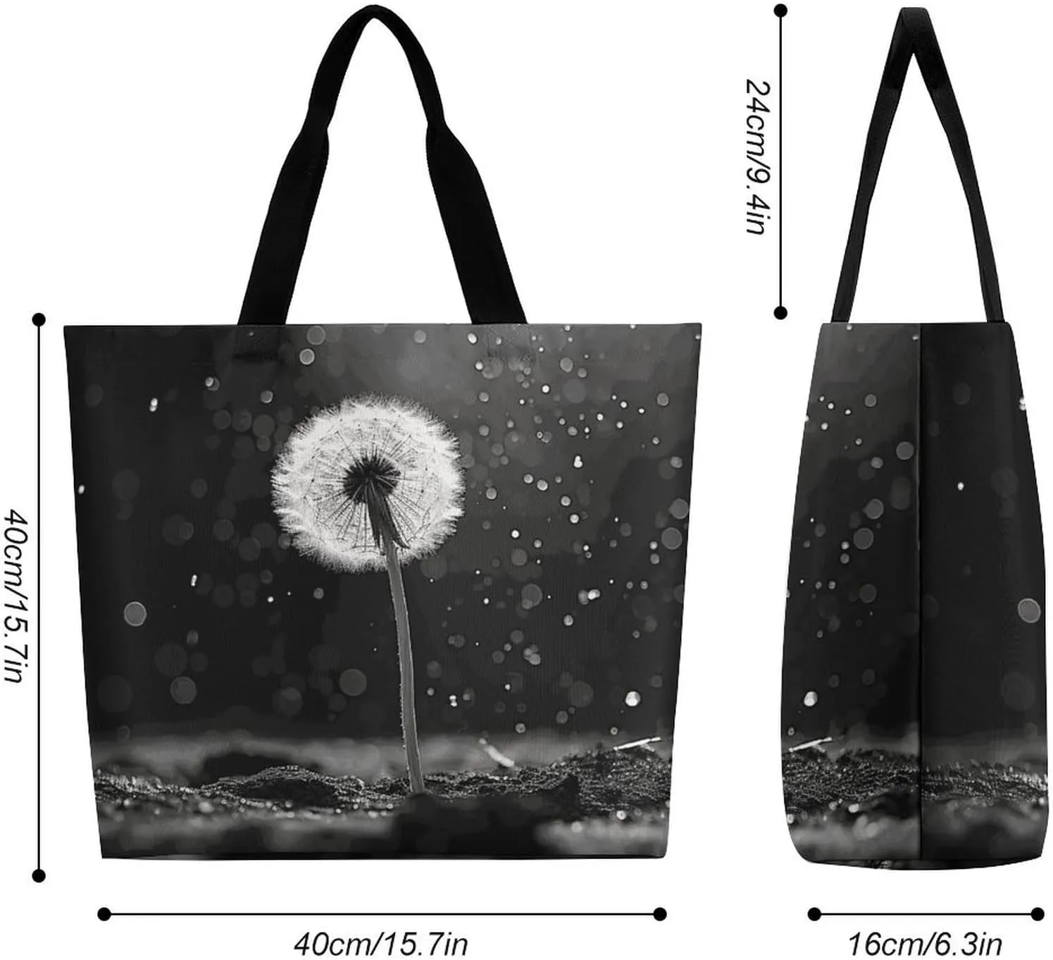 Foldable Grocery Bag Reusable Shopping Bag Daisy Flowers Tote Bag Casual Handbags for Work Shopping