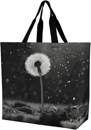 Foldable Grocery Bag Reusable Shopping Bag Daisy Flowers Tote Bag Casual Handbags for Work Shopping