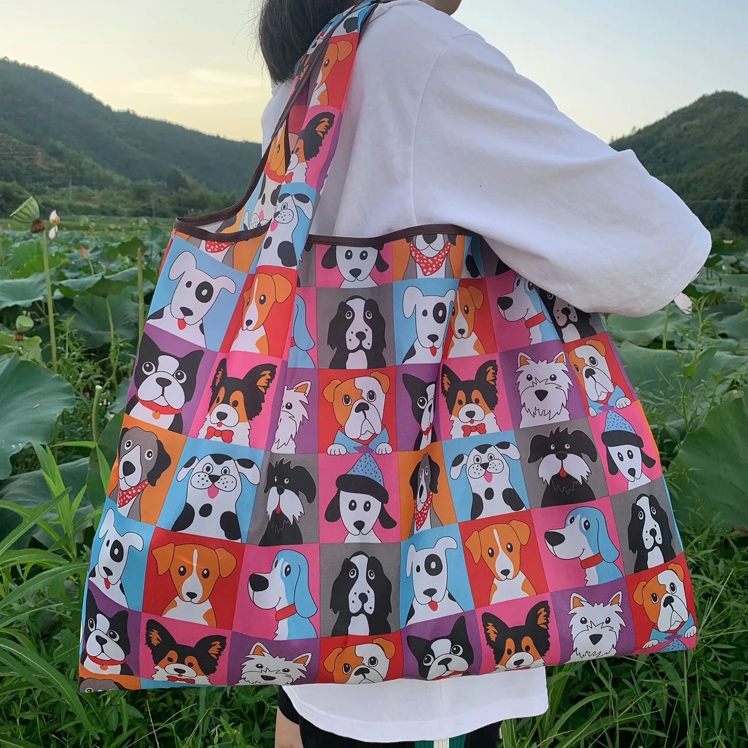 Foldable Reusable Shopping Bags – Large Size, Eco-Friendly Nylon Tote for Women