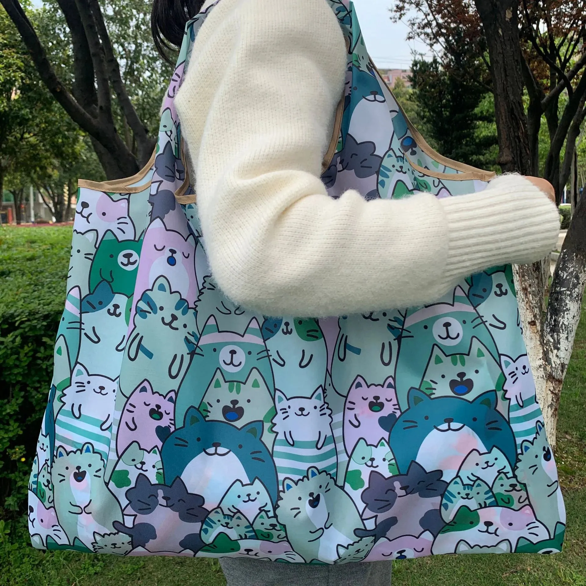 Foldable Reusable Shopping Bags – Large Size, Eco-Friendly Nylon Tote for Women